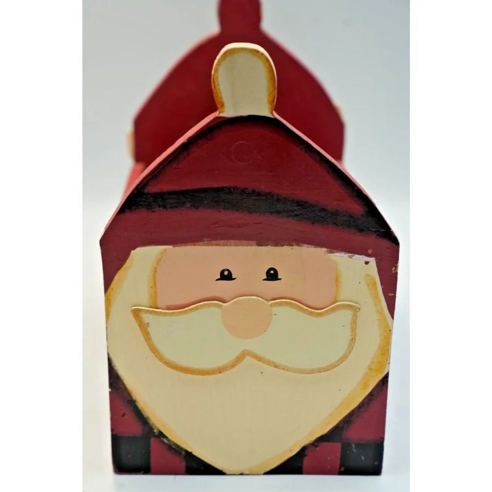 Handmade Wooden Santa‎ Gift Box – Christmas Décor with Present Design